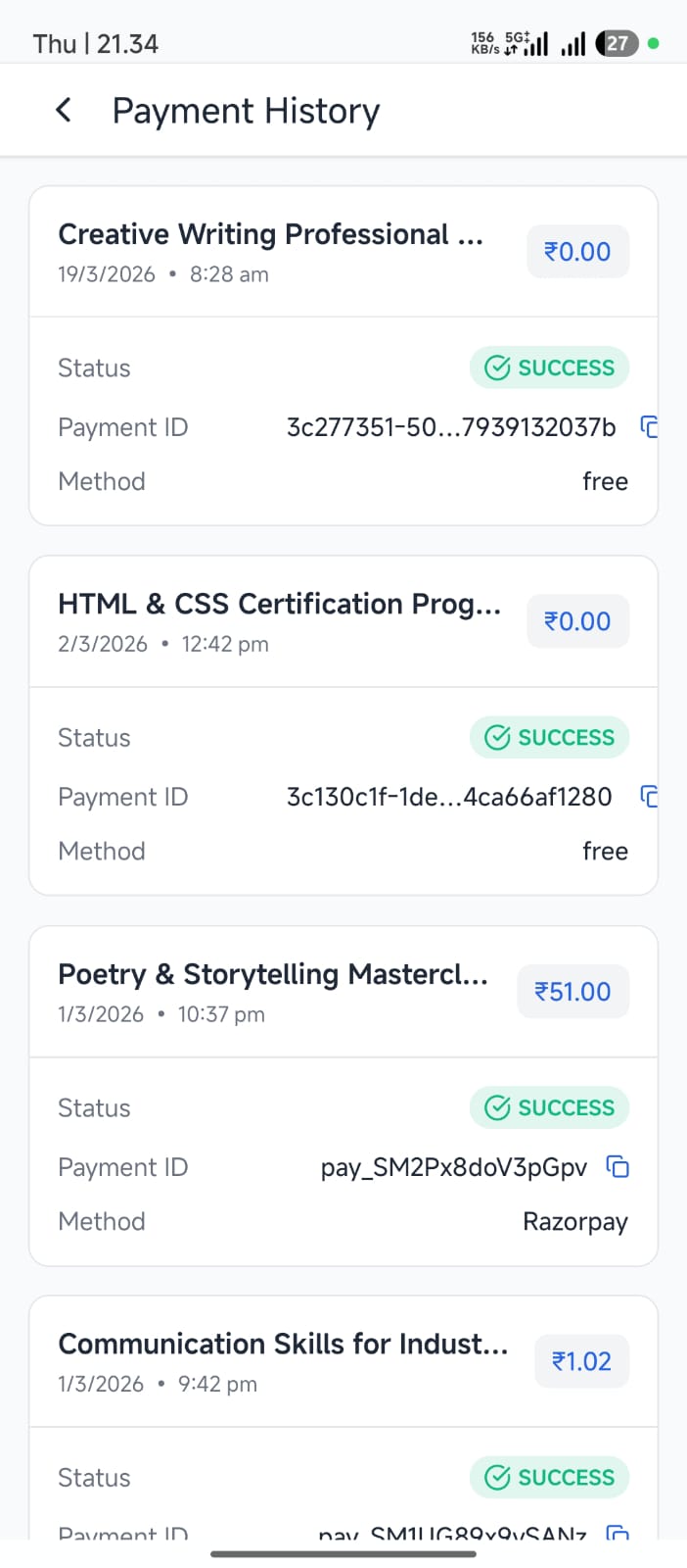 Payment History